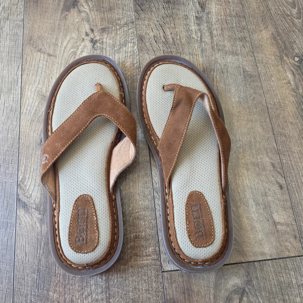 Born Brown Leather Upper Sandals Men Size 11